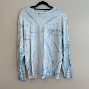 Vineyard Vines Men's Light Blue Tie-Dye Long Sleeve Tee